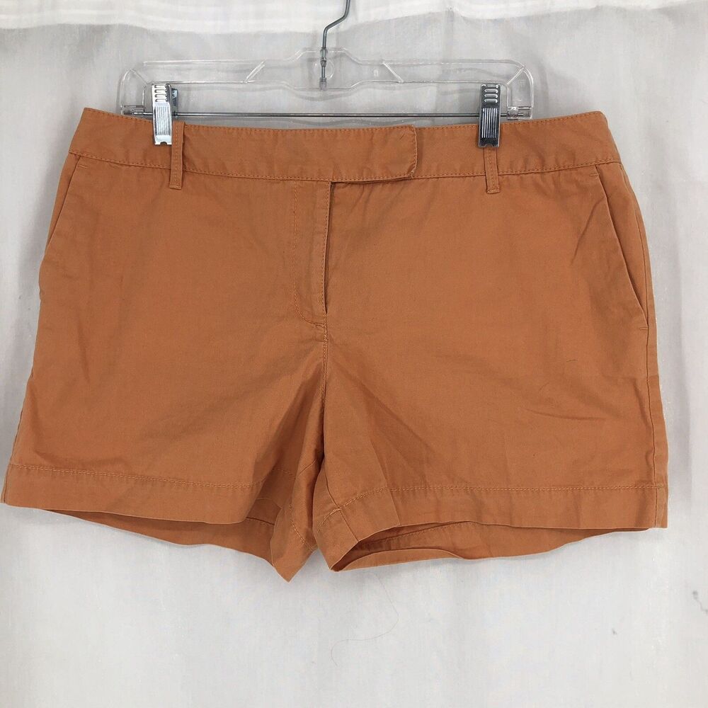 Ann Taylor Loft Orange High Rise Flat Front Chino Shorts 4” Sz 12